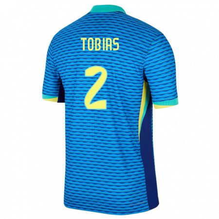 Kandiny Hombre Camiseta Brasil Vinicius Tobias #2 Azul 2ª Equipación 24-26 La Camisa Chile