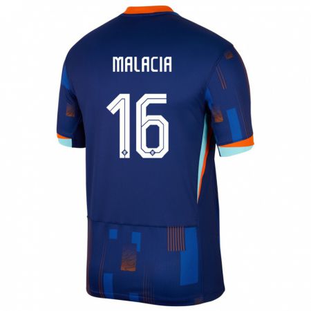 Kandiny Hombre Camiseta Países Bajos Tyrell Malacia #16 Azul 2ª Equipación 24-26 La Camisa Chile
