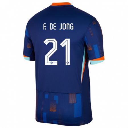Kandiny Hombre Camiseta Países Bajos Frenkie De Jong #21 Azul 2ª Equipación 24-26 La Camisa Chile