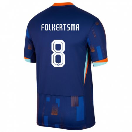 Kandiny Hombre Camiseta Países Bajos Sisca Folkertsma #8 Azul 2ª Equipación 24-26 La Camisa Chile