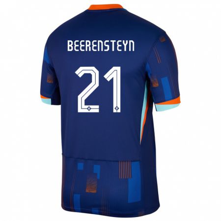Kandiny Hombre Camiseta Países Bajos Lineth Beerensteyn #21 Azul 2ª Equipación 24-26 La Camisa Chile