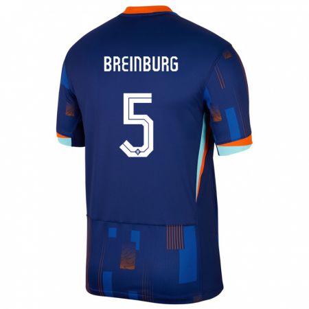 Kandiny Hombre Camiseta Países Bajos Rainey Breinburg #5 Azul 2ª Equipación 24-26 La Camisa Chile