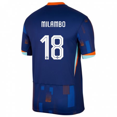 Kandiny Hombre Camiseta Países Bajos Antoni Milambo #18 Azul 2ª Equipación 24-26 La Camisa Chile