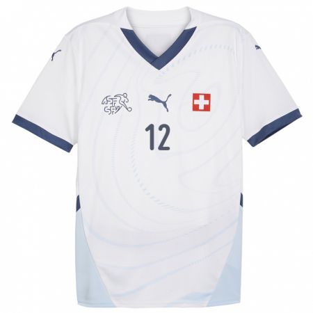 Kandiny Hombre Camiseta Suiza Brian Ernest Atangana #12 Blanco 2ª Equipación 24-26 La Camisa Chile
