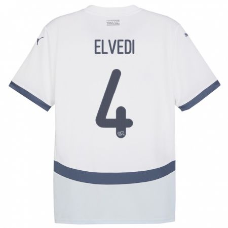 Kandiny Hombre Camiseta Suiza Nico Elvedi #4 Blanco 2ª Equipación 24-26 La Camisa Chile