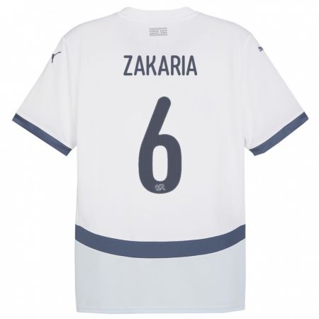 Kandiny Hombre Camiseta Suiza Denis Zakaria #6 Blanco 2ª Equipación 24-26 La Camisa Chile