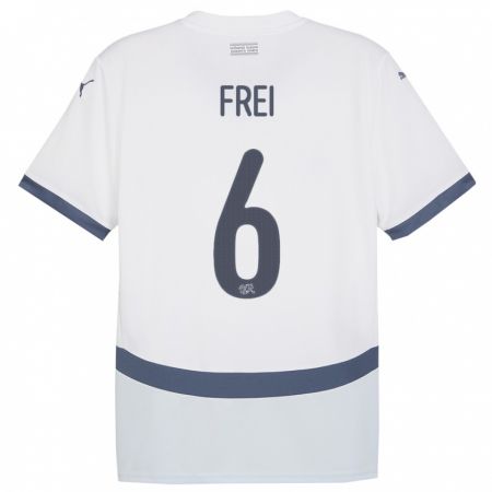 Kandiny Hombre Camiseta Suiza Fabian Frei #6 Blanco 2ª Equipación 24-26 La Camisa Chile