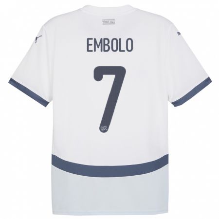 Kandiny Hombre Camiseta Suiza Breel Embolo #7 Blanco 2ª Equipación 24-26 La Camisa Chile