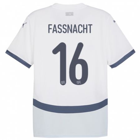 Kandiny Hombre Camiseta Suiza Christian Fassnacht #16 Blanco 2ª Equipación 24-26 La Camisa Chile