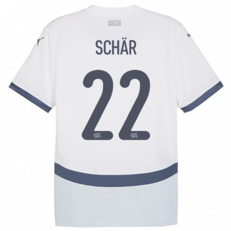 Kandiny Hombre Camiseta Suiza Fabian Schar #22 Blanco 2ª Equipación 24-26 La Camisa Chile