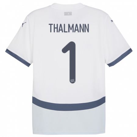 Kandiny Hombre Camiseta Suiza Gaelle Thalmann #1 Blanco 2ª Equipación 24-26 La Camisa Chile