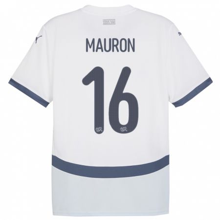 Kandiny Hombre Camiseta Suiza Sandrine Mauron #16 Blanco 2ª Equipación 24-26 La Camisa Chile