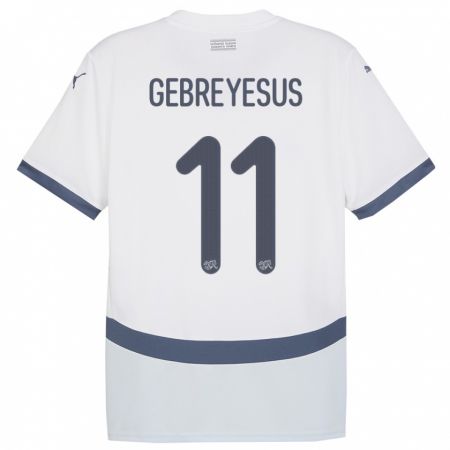 Kandiny Hombre Camiseta Suiza Esey Gebreyesus #11 Blanco 2ª Equipación 24-26 La Camisa Chile