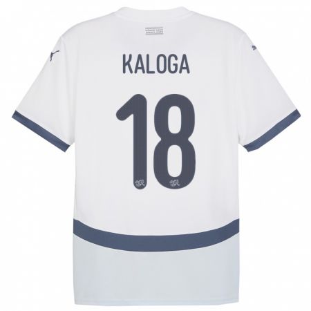 Kandiny Hombre Camiseta Suiza Issa Kaloga #18 Blanco 2ª Equipación 24-26 La Camisa Chile