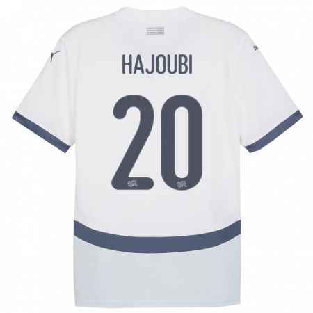 Kandiny Hombre Camiseta Suiza Amin Hajoubi #20 Blanco 2ª Equipación 24-26 La Camisa Chile