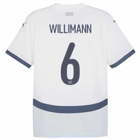 Kandiny Hombre Camiseta Suiza Mauricio Willimann #6 Blanco 2ª Equipación 24-26 La Camisa Chile