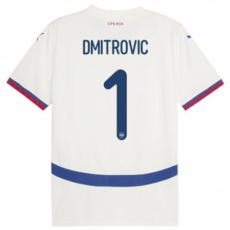 Kandiny Hombre Camiseta Serbia Marko Dmitrovic #1 Blanco 2ª Equipación 24-26 La Camisa Chile