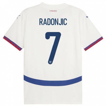 Kandiny Hombre Camiseta Serbia Nemanja Radonjic #7 Blanco 2ª Equipación 24-26 La Camisa Chile