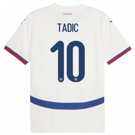 Kandiny Hombre Camiseta Serbia Dusan Tadic #10 Blanco 2ª Equipación 24-26 La Camisa Chile