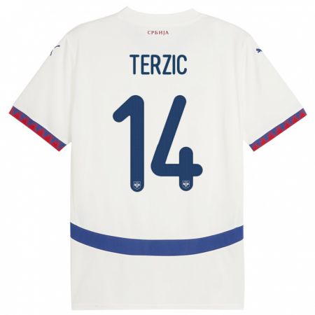 Kandiny Hombre Camiseta Serbia Aleksa Terzic #14 Blanco 2ª Equipación 24-26 La Camisa Chile