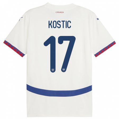 Kandiny Hombre Camiseta Serbia Filip Kostic #17 Blanco 2ª Equipación 24-26 La Camisa Chile
