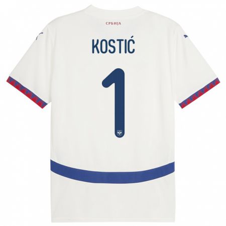 Kandiny Hombre Camiseta Serbia Milica Kostic #1 Blanco 2ª Equipación 24-26 La Camisa Chile
