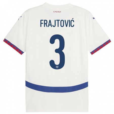 Kandiny Hombre Camiseta Serbia Andela Frajtovic #3 Blanco 2ª Equipación 24-26 La Camisa Chile