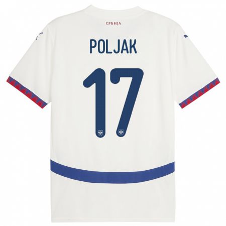 Kandiny Hombre Camiseta Serbia Allegra Poljak #17 Blanco 2ª Equipación 24-26 La Camisa Chile