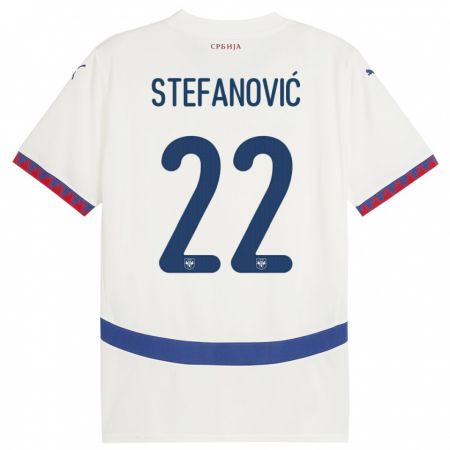 Kandiny Hombre Camiseta Serbia Dejana Stefanovic #22 Blanco 2ª Equipación 24-26 La Camisa Chile