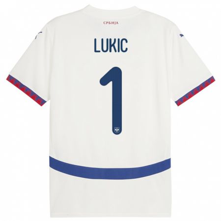 Kandiny Hombre Camiseta Serbia Ognjen Lukic #1 Blanco 2ª Equipación 24-26 La Camisa Chile
