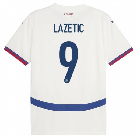 Kandiny Hombre Camiseta Serbia Marko Lazetic #9 Blanco 2ª Equipación 24-26 La Camisa Chile