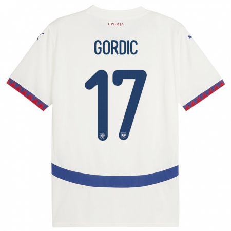 Kandiny Hombre Camiseta Serbia Djordje Gordic #17 Blanco 2ª Equipación 24-26 La Camisa Chile