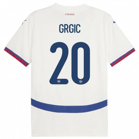 Kandiny Hombre Camiseta Serbia Dario Grgic #20 Blanco 2ª Equipación 24-26 La Camisa Chile