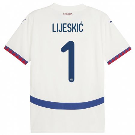 Kandiny Hombre Camiseta Serbia Luka Lijeskic #1 Blanco 2ª Equipación 24-26 La Camisa Chile
