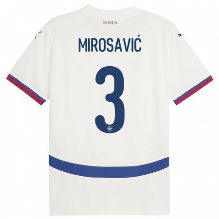 Kandiny Hombre Camiseta Serbia Veljko Mirosavic #3 Blanco 2ª Equipación 24-26 La Camisa Chile