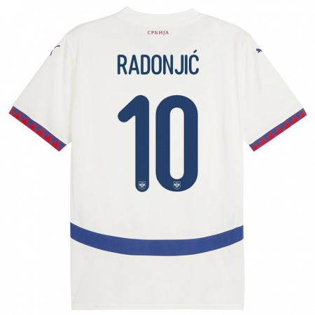 Kandiny Hombre Camiseta Serbia Mateja Radonjic #10 Blanco 2ª Equipación 24-26 La Camisa Chile