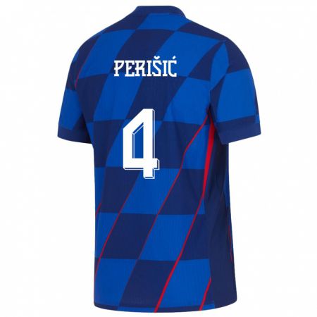 Kandiny Hombre Camiseta Croacia Ivan Perisic #4 Azul 2ª Equipación 24-26 La Camisa Chile