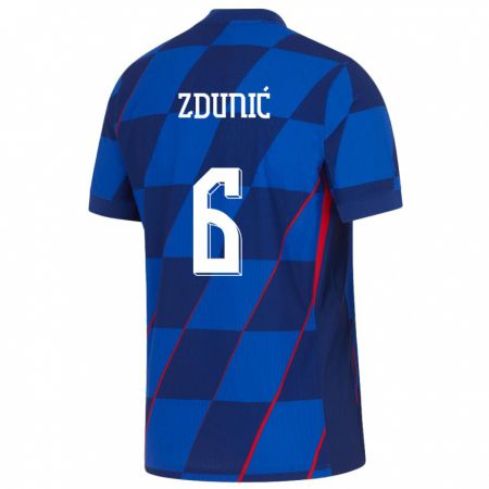 Kandiny Hombre Camiseta Croacia Lea Zdunic #6 Azul 2ª Equipación 24-26 La Camisa Chile