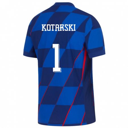 Kandiny Hombre Camiseta Croacia Dominik Kotarski #1 Azul 2ª Equipación 24-26 La Camisa Chile