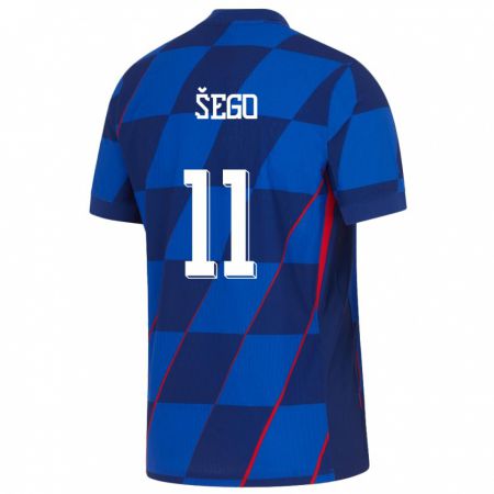 Kandiny Hombre Camiseta Croacia Michele Sego #11 Azul 2ª Equipación 24-26 La Camisa Chile
