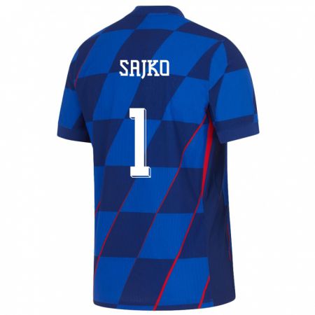 Kandiny Hombre Camiseta Croacia Tin Sajko #1 Azul 2ª Equipación 24-26 La Camisa Chile