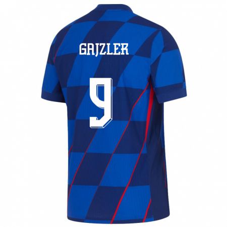 Kandiny Hombre Camiseta Croacia Niko Gajzler #9 Azul 2ª Equipación 24-26 La Camisa Chile