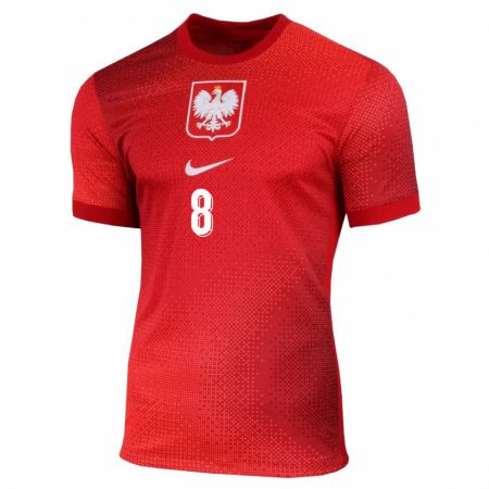 Kandiny Hombre Camiseta Polonia Jakub Piotrowski #8 Rojo 2ª Equipación 24-26 La Camisa Chile