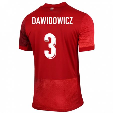 Kandiny Hombre Camiseta Polonia Pawel Dawidowicz #3 Rojo 2ª Equipación 24-26 La Camisa Chile