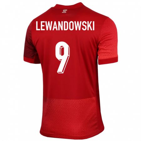 Kandiny Hombre Camiseta Polonia Robert Lewandowski #9 Rojo 2ª Equipación 24-26 La Camisa Chile