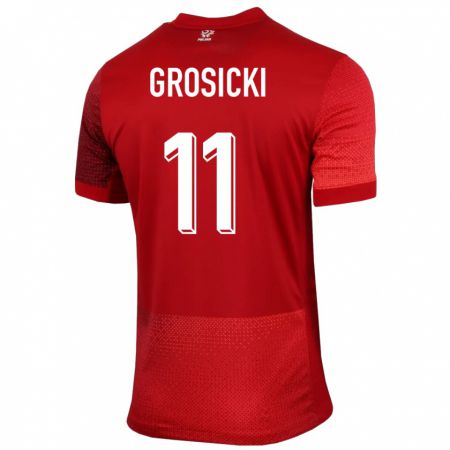 Kandiny Hombre Camiseta Polonia Kamil Grosicki #11 Rojo 2ª Equipación 24-26 La Camisa Chile