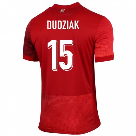 Kandiny Hombre Camiseta Polonia Aleksandra Dudziak #15 Rojo 2ª Equipación 24-26 La Camisa Chile