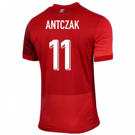 Kandiny Hombre Camiseta Polonia Jakub Antczak #11 Rojo 2ª Equipación 24-26 La Camisa Chile
