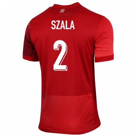 Kandiny Hombre Camiseta Polonia Dominik Szala #2 Rojo 2ª Equipación 24-26 La Camisa Chile