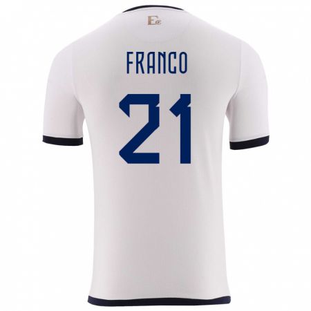 Kandiny Hombre Camiseta Ecuador Alan Franco #21 Blanco 2ª Equipación 24-26 La Camisa Chile